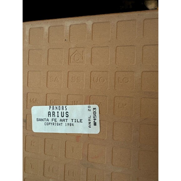 1984 Arius Santa Fe Art Tile PANDAS #4503 8”x8” Italy Tile Trivet RARE - Picture 3 of 7